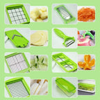 Mandoline Slicer | 8 Interchangeable Rust-Resistant Stainless Blades & Hand Guard | 1.4L Catch Container