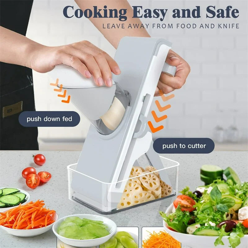 Mandoline Slicer | Stainless Steel Blades & Adjustable 0.5-8 mm