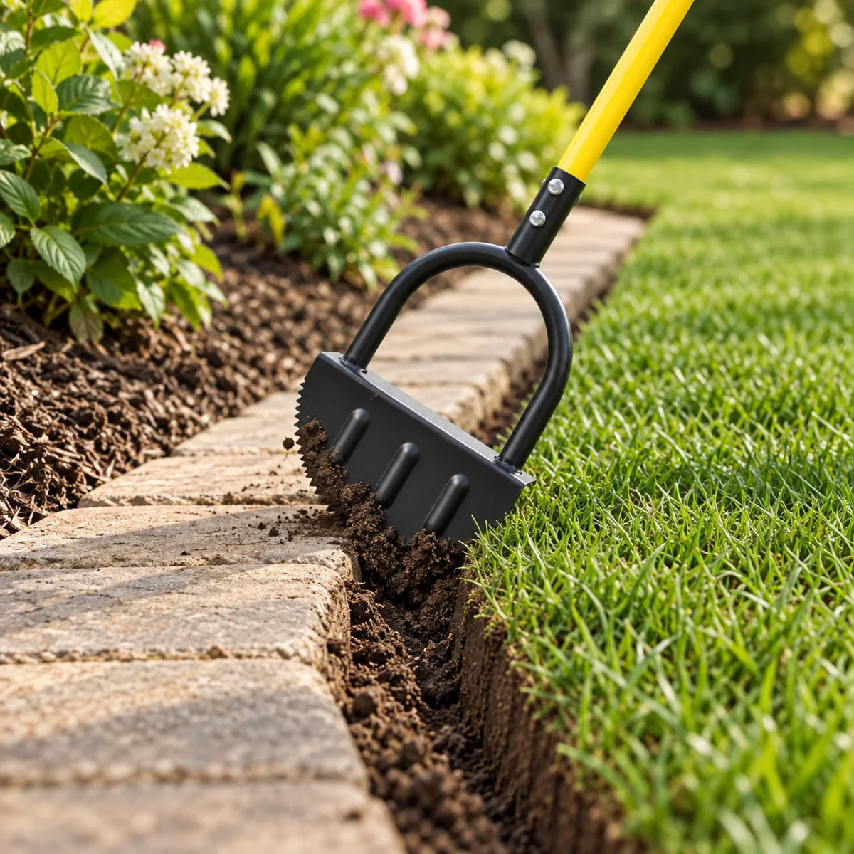 Manual Lawn Edger | Serrated Steel Crescent Blade & Footrest