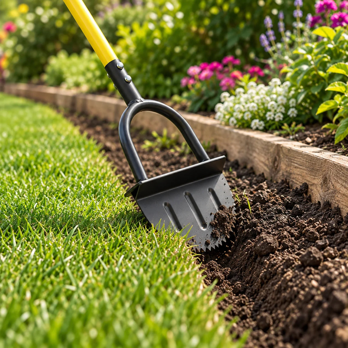 Manual Lawn Edger | Serrated Steel Crescent Blade & Footrest