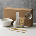 Matcha Tea Set | Ceramic Bowl & Bamboo Utensils | 6-Piece Set