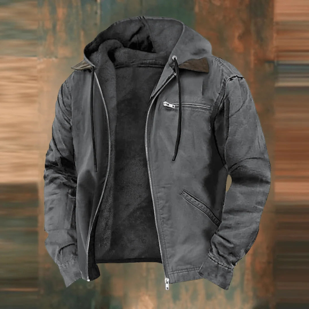 Men's Casual Jacket | Adjustable Hood & Full Zipper