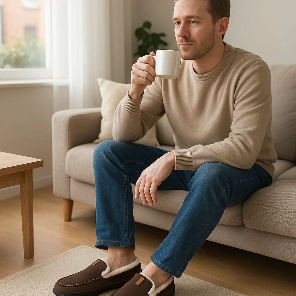 Men's Loafer Slippers | Warm Synthetic Wool & Machine Washable