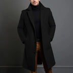 Men's Long Wool Coat | Slim-Fit Double-Breasted