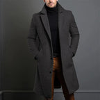 Men's Long Wool Coat | Slim-Fit Double-Breasted