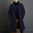 Men's Long Wool Coat | Slim-Fit Double-Breasted