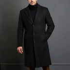Men's Long Wool Coat | Slim-Fit Double-Breasted