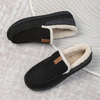 Men's Moccasin Slippers | Faux-Fur Lining & Textured Rubber Sole