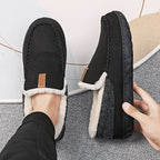 Men's Moccasin Slippers | Faux-Fur Lining & Textured Rubber Sole