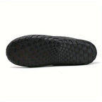Men's Moccasin Slippers | Faux-Fur Lining & Textured Rubber Sole