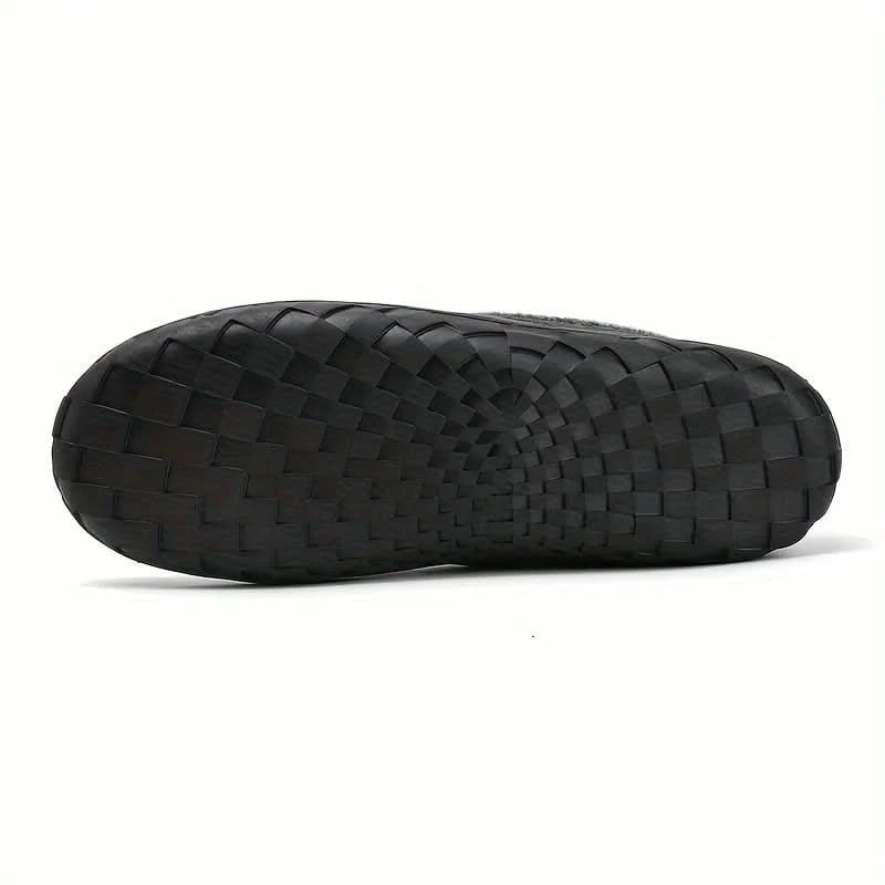Men's Moccasin Slippers | Faux-Fur Lining & Textured Rubber Sole