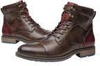 Men’s Oxford Boots | Breathable Synthetic Leather & Non-Slip Sole | Lace-Up With Side Zipper