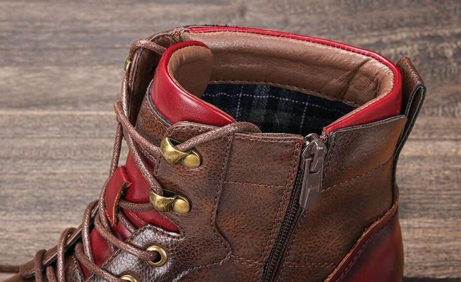 Men’s Oxford Boots | Breathable Synthetic Leather & Non-Slip Sole | Lace-Up With Side Zipper