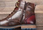 Men’s Oxford Boots | Breathable Synthetic Leather & Non-Slip Sole | Lace-Up With Side Zipper