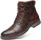 Men’s Oxford Boots | Breathable Synthetic Leather & Non-Slip Sole | Lace-Up With Side Zipper