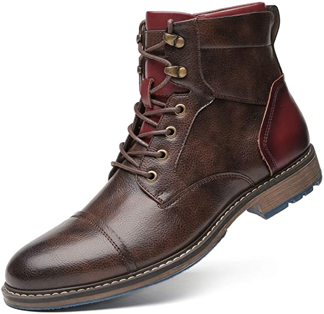Men’s Oxford Boots | Breathable Synthetic Leather & Non-Slip Sole | Lace-Up With Side Zipper