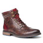 Men’s Oxford Boots | Breathable Synthetic Leather & Non-Slip Sole | Lace-Up With Side Zipper