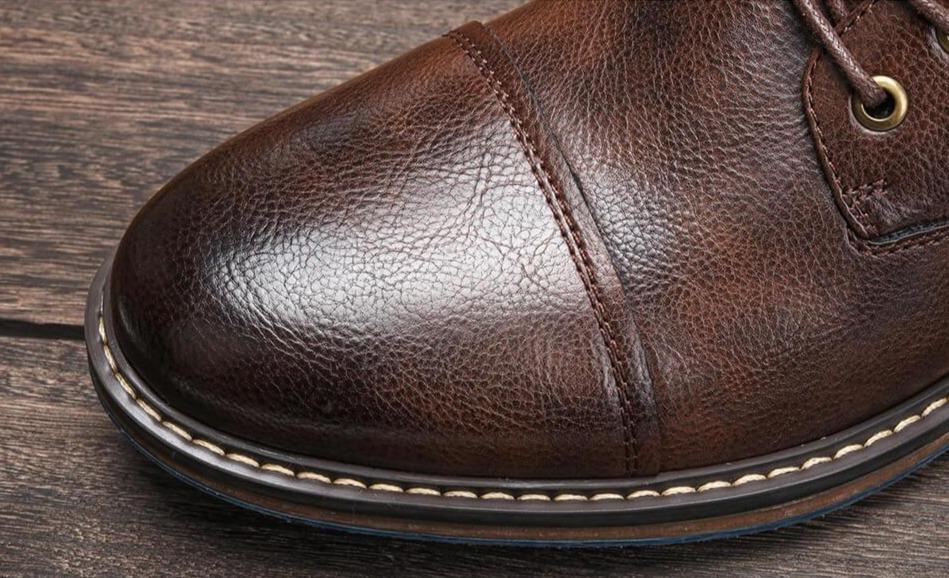 Men’s Oxford Boots | Breathable Synthetic Leather & Non-Slip Sole | Lace-Up With Side Zipper