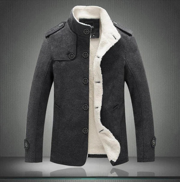 Men’s Trench Coat | Wool Blend Button-Front | Long Sleeve
