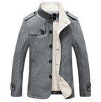 Men’s Trench Coat | Wool Blend Button-Front | Long Sleeve