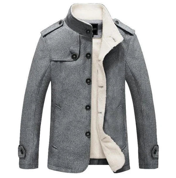 Men’s Trench Coat | Wool Blend Button-Front | Long Sleeve