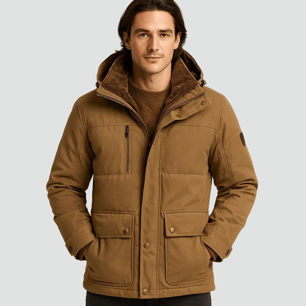 Men’s Winter Jacket | Fleece-Lined & Wind-Resistant | Removable Hood