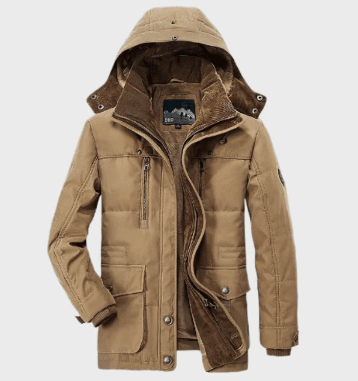 Men’s Winter Jacket | Fleece-Lined & Wind-Resistant | Removable Hood
