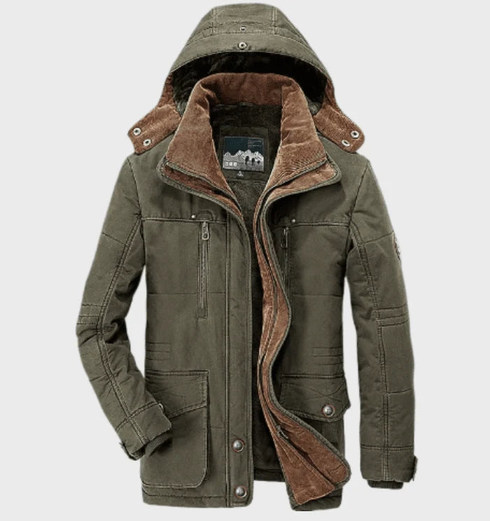 Men’s Winter Jacket | Fleece-Lined & Wind-Resistant | Removable Hood
