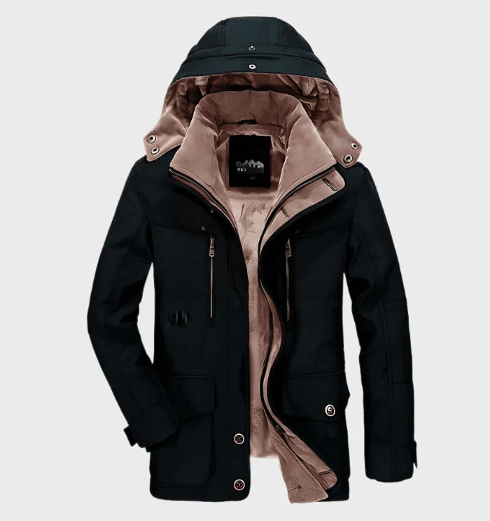 Men’s Winter Jacket | Fleece-Lined & Wind-Resistant | Removable Hood