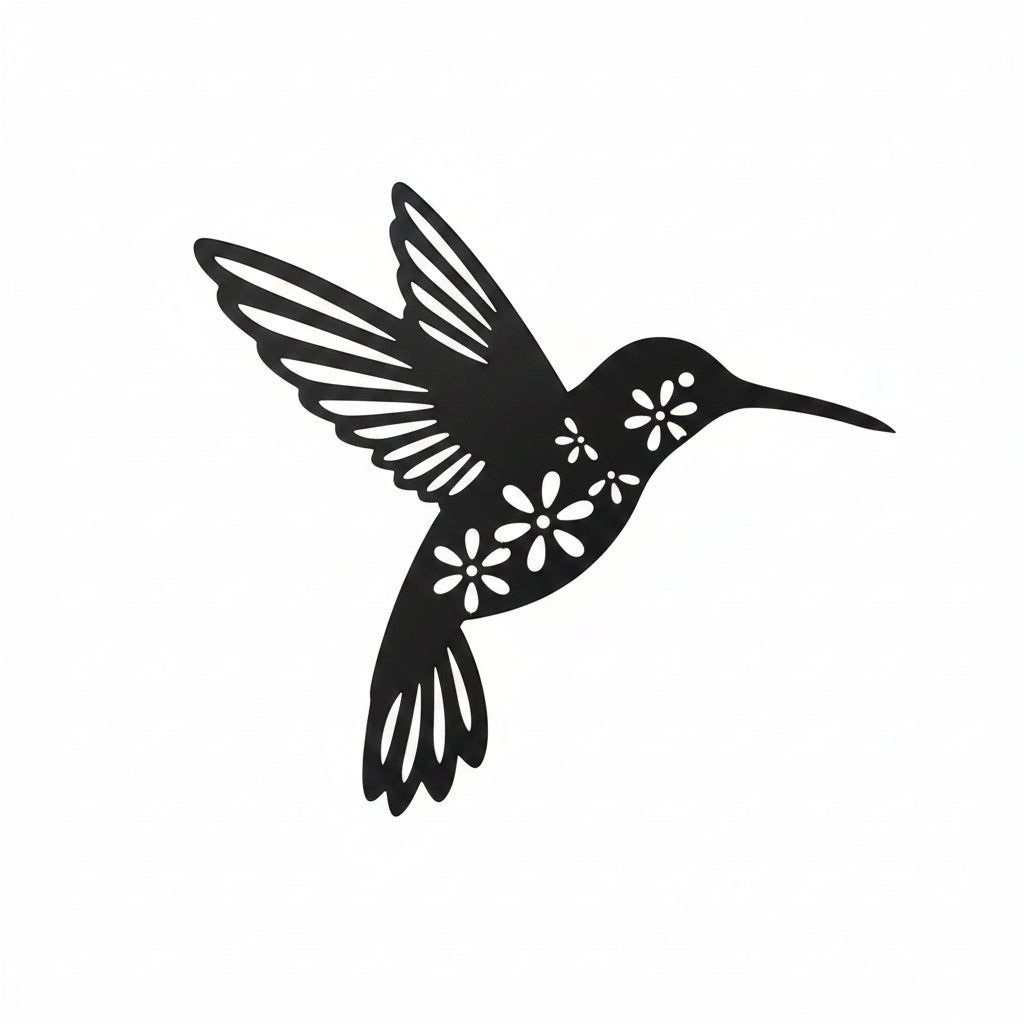 Hummingbird Wall Art | Hollow Black Metal Silhouettes | 3-Piece Set