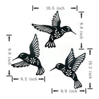 Hummingbird Wall Art | Hollow Black Metal Silhouettes | 3-Piece Set