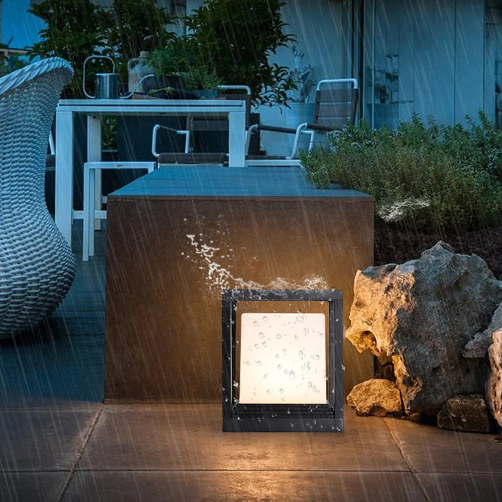 Outdoor Post Light | Rectangular Metal & Acrylic Lantern | Weather Resistant