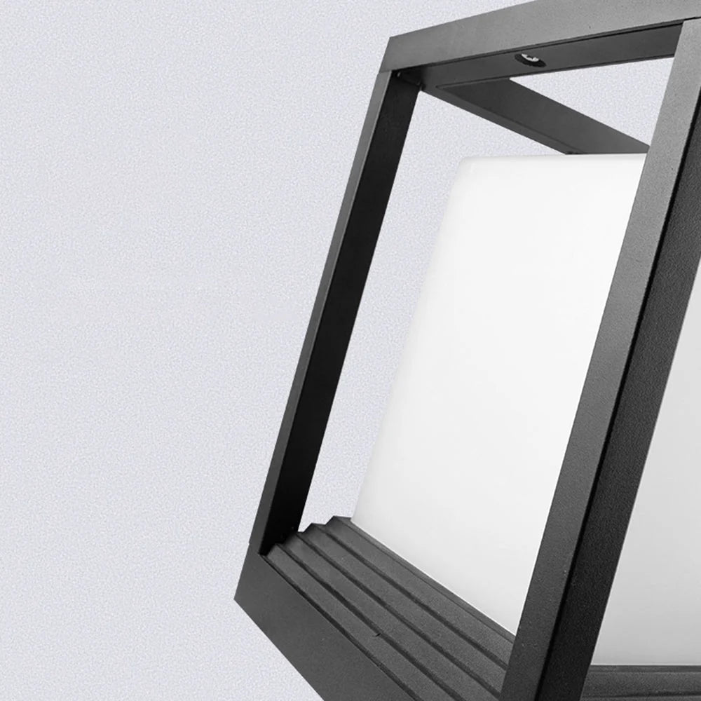 Outdoor Post Light | Rectangular Metal & Acrylic Lantern | Weather Resistant