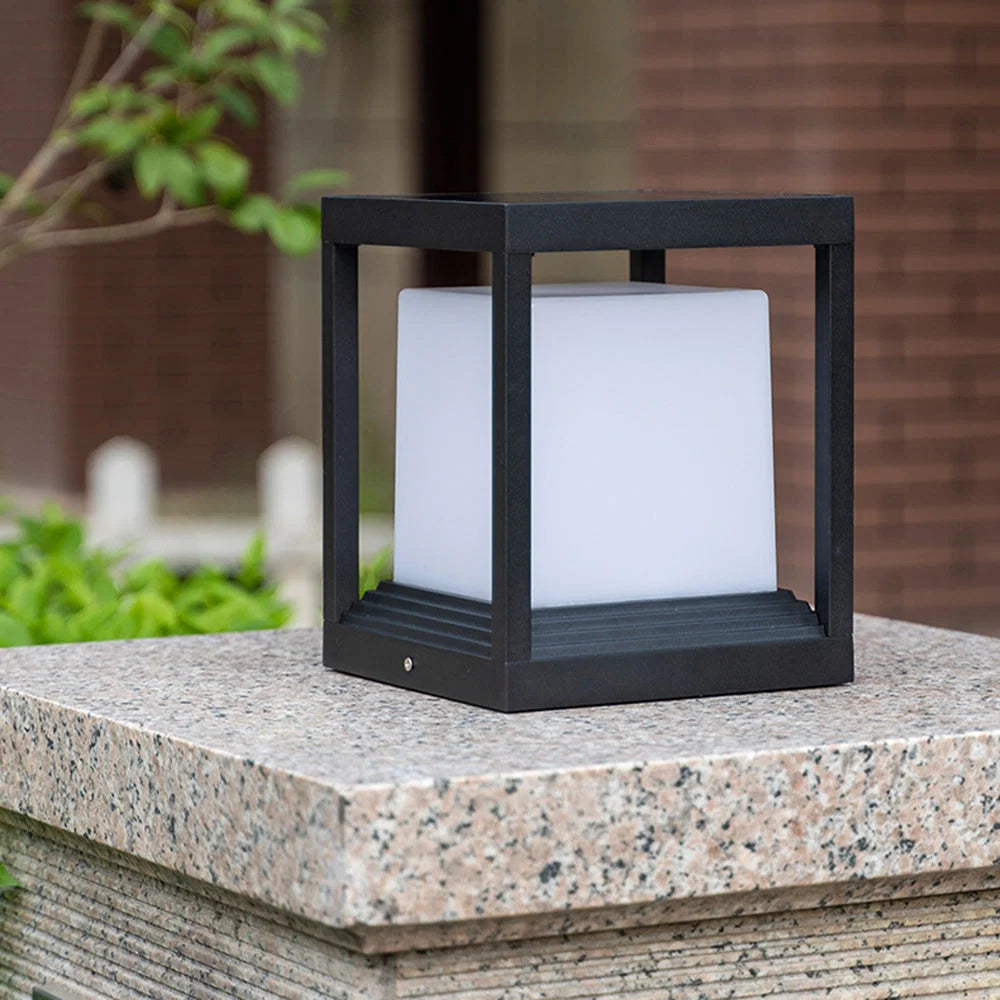 Outdoor Post Light | Rectangular Metal & Acrylic Lantern | Weather Resistant