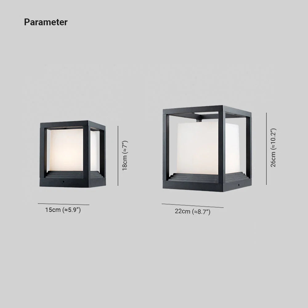 Outdoor Post Light | Rectangular Metal & Acrylic Lantern | Weather Resistant