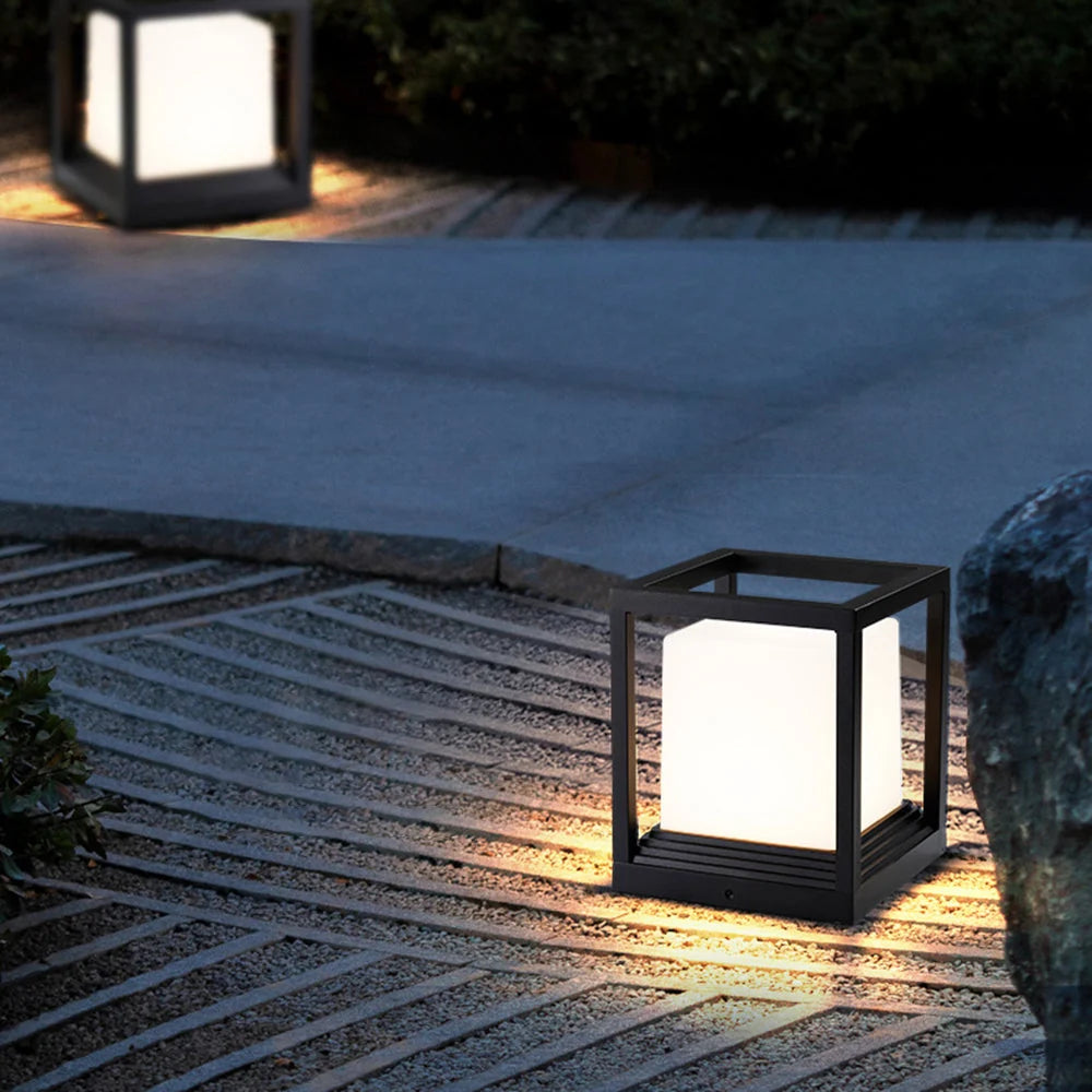 Outdoor Post Light | Rectangular Metal & Acrylic Lantern | Weather Resistant