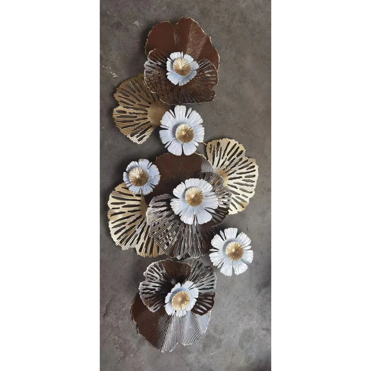 Metal Wall Sculpture | Layered Floral Design & Easy-Hang