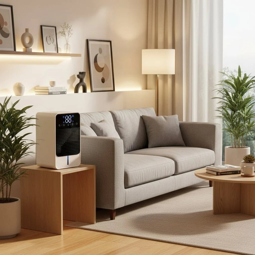 Mini Dehumidifier | LED Touch Panel & 1500ml Tank | Drain Hose Compatible
