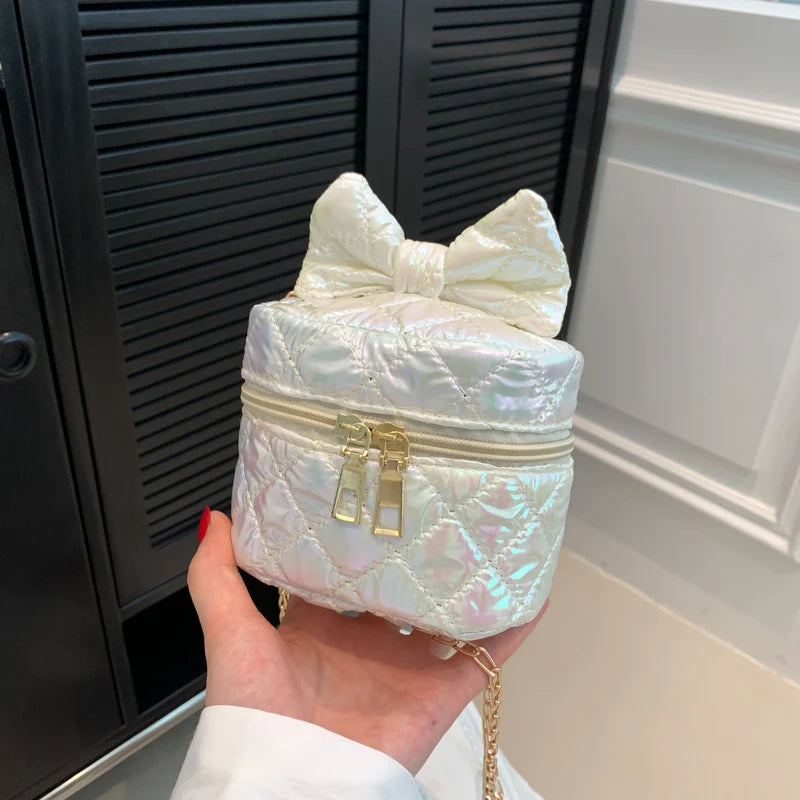 Mini Handbag | Quilted Bow & Chain Strap