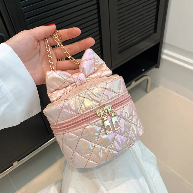 Mini Handbag | Quilted Bow & Chain Strap
