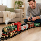 Model Train Set | Remote-Controlled & Rechargeable | Classic Steam Locomotive