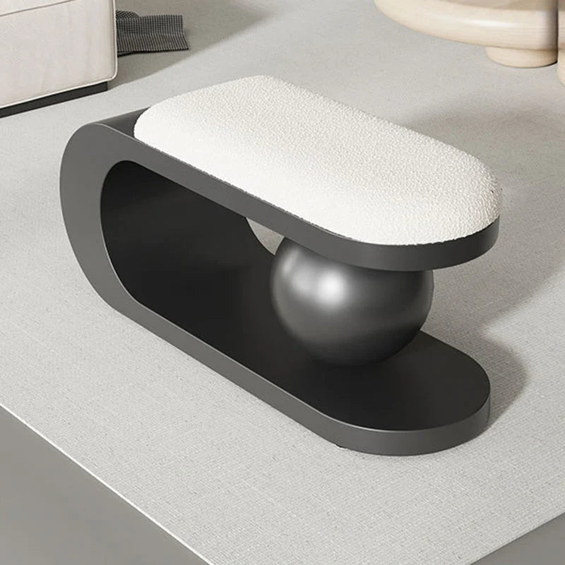 Modern Art Deco Geometric Carbon Steel Iron Stainless Steel Sherpa Fabric Sponge Bench Without Backrest or Armrests for Entryway