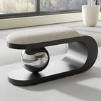 Modern Art Deco Geometric Carbon Steel Iron Stainless Steel Sherpa Fabric Sponge Bench Without Backrest or Armrests for Entryway