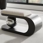 Modern Art Deco Geometric Carbon Steel Iron Stainless Steel Sherpa Fabric Sponge Bench Without Backrest or Armrests for Entryway