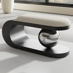 Modern Art Deco Geometric Carbon Steel Iron Stainless Steel Sherpa Fabric Sponge Bench Without Backrest or Armrests for Entryway
