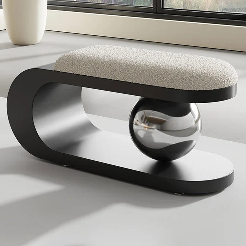 Modern Art Deco Geometric Carbon Steel Iron Stainless Steel Sherpa Fabric Sponge Bench Without Backrest or Armrests for Entryway