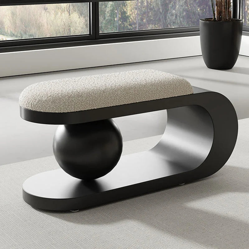 Modern Art Deco Geometric Carbon Steel Iron Stainless Steel Sherpa Fabric Sponge Bench Without Backrest or Armrests for Entryway