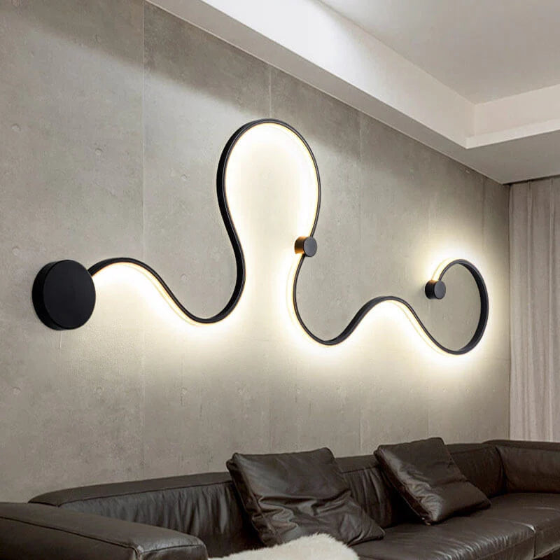 Modern Long Aluminum Snake-Shaped 1-Light Curved LED Wall Lamp