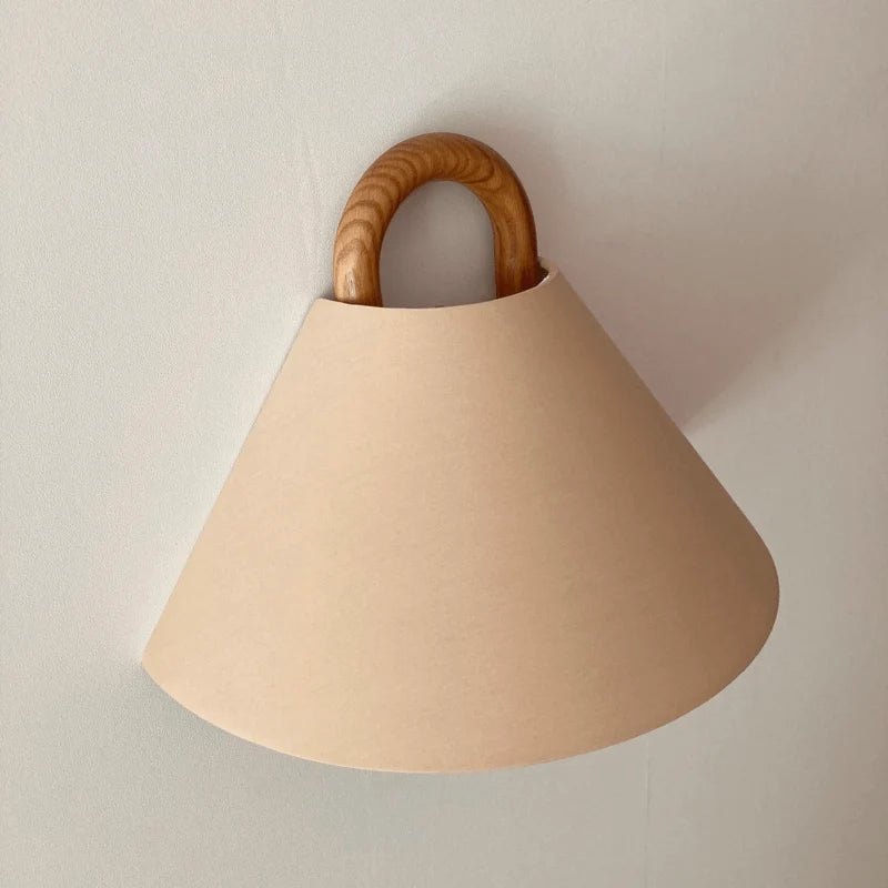 Modern Original Solid Wood Pleated Semi-Circle 1-Light Wall Sconce Lamp
