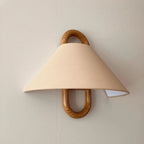 Modern Original Solid Wood Pleated Semi-Circle 1-Light Wall Sconce Lamp